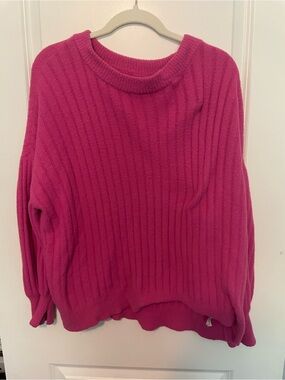 Aerie Buttersoft Cozy Ribbed Crewneck Sweater - Fuchsia Pink